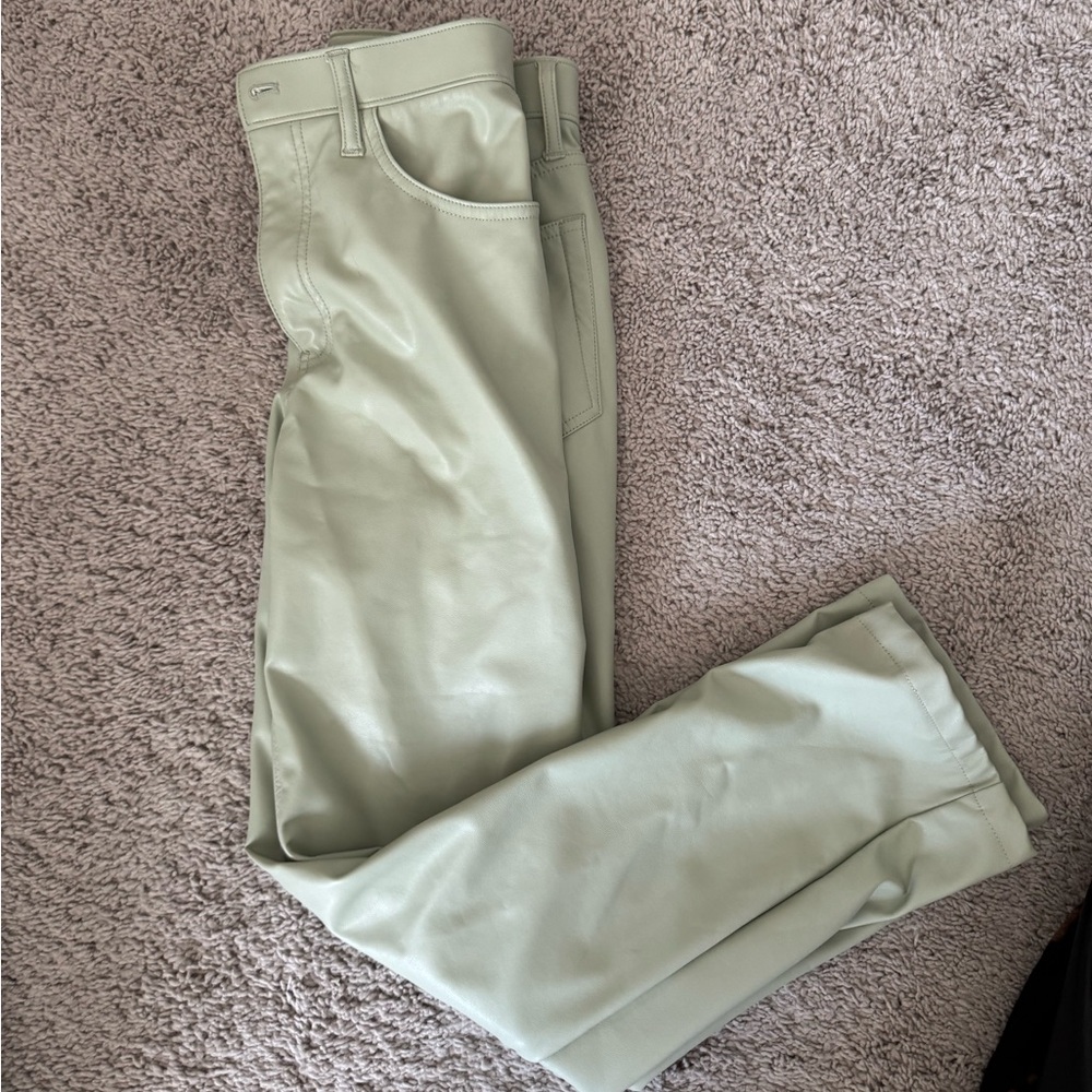 Abercrombie and Fitch Vegan Leather Jacket in Light Green